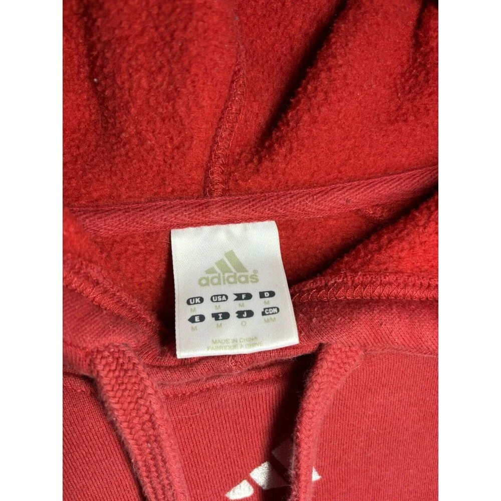 Vintage Y2K Red Adidas Hoodie Pullover Spell Out Center Logo Adult Medium